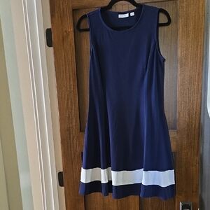 New York & Company Navy Blue Dress with White Trim